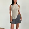Motel Rocks Vest Tops | Going Out Tops-Shartina Tank Top in Natural Knit NaturalKnit