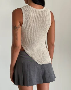 Motel Rocks Vest Tops | Going Out Tops-Shartina Tank Top in Natural Knit NaturalKnit
