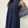 Motel Rocks Day Dresses | Mini Dresses-Sheba Mini Dress in Babycord Ink Blue