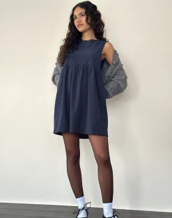 Motel Rocks Day Dresses | Mini Dresses-Sheba Mini Dress in Babycord Ink Blue