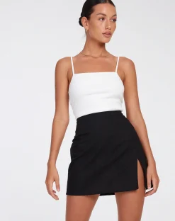Motel Rocks Basics | A Line Skirts-Sheny Mini Skirt in Black