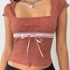 Motel Rocks Lace Tops-Sherine Lace Top in Withered Rose witheredrose