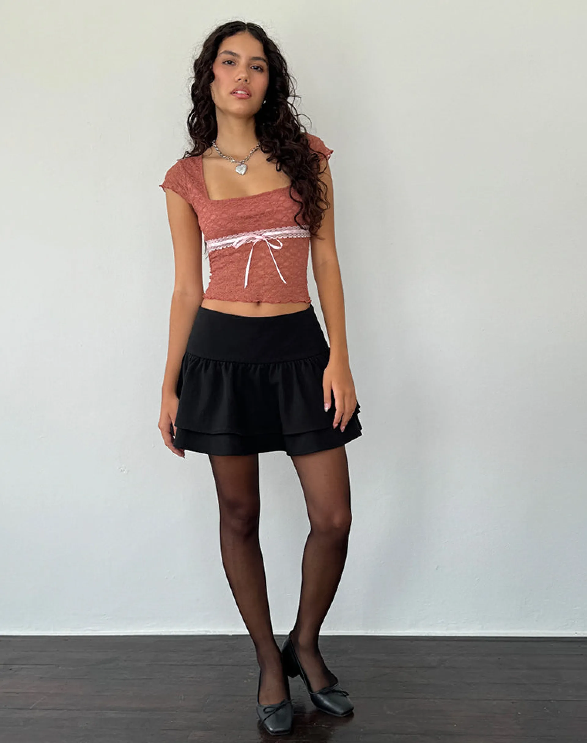 Motel Rocks Lace Tops-Sherine Lace Top in Withered Rose witheredrose
