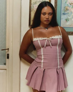 Motel Rocks Tailoring | Party Dresses-Shirina Dress in Tailoring Dusky Pink
