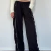Motel Rocks Basics-Shobi Wide Leg Jogger in Black with Grey Piping BlackwithGreyPiping