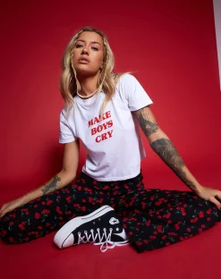 Motel Rocks Tees-Shrunk Tee in White Make Boys Cry WhiteMakeBoysCry