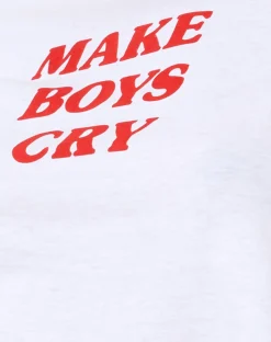 Motel Rocks Tees-Shrunk Tee in White Make Boys Cry WhiteMakeBoysCry