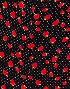 Motel Rocks Co-Ords | Printed Skirts-Sima Midi Skirt in Strawberry Polka Black StrawberryPolkaBlack