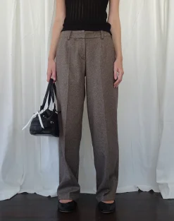 Motel Rocks Low Rise Pants | Wide Leg Pants-Sirkia Low Rise Tailored Trouser in Dark Brown DarkBrown