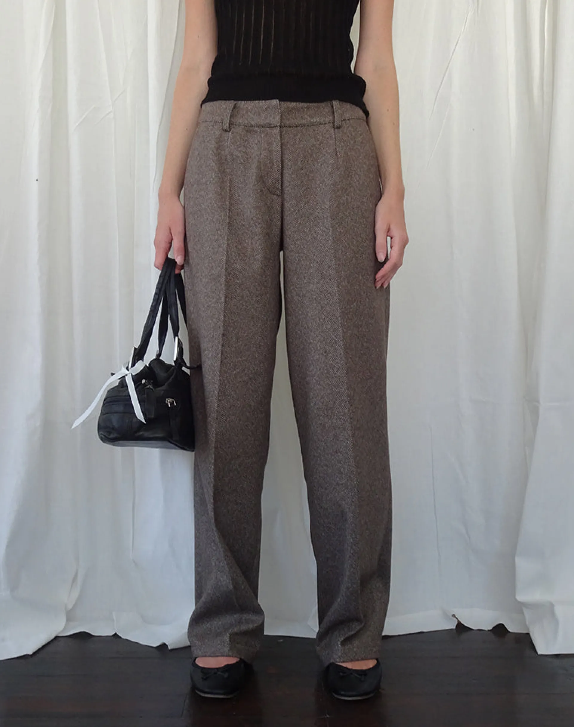 Motel Rocks Low Rise Pants | Wide Leg Pants-Sirkia Low Rise Tailored Trouser in Dark Brown DarkBrown