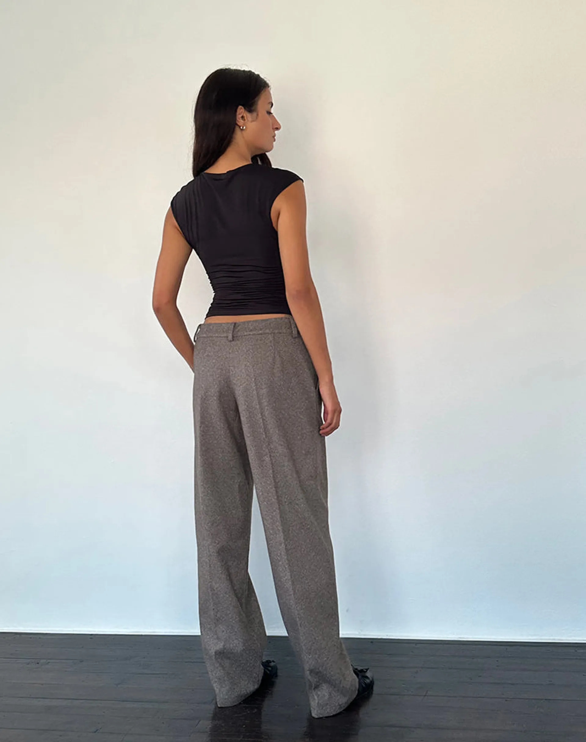 Motel Rocks Low Rise Pants | Wide Leg Pants-Sirkia Low Rise Tailored Trouser in Dark Brown DarkBrown
