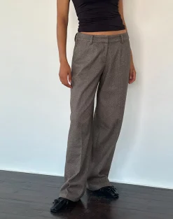 Motel Rocks Low Rise Pants | Wide Leg Pants-Sirkia Low Rise Tailored Trouser in Dark Brown DarkBrown