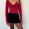 Motel Rocks Long Sleeve Tops-Sisil Long Sleeve Top in Adrenaline Red AdrenalineRed