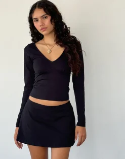Motel Rocks Basics | Basic Tops-Sisil Long Sleeve Top in Black