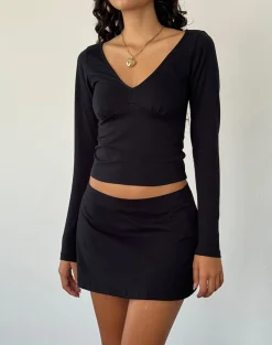 Motel Rocks Basics | Basic Tops-Sisil Long Sleeve Top in Black