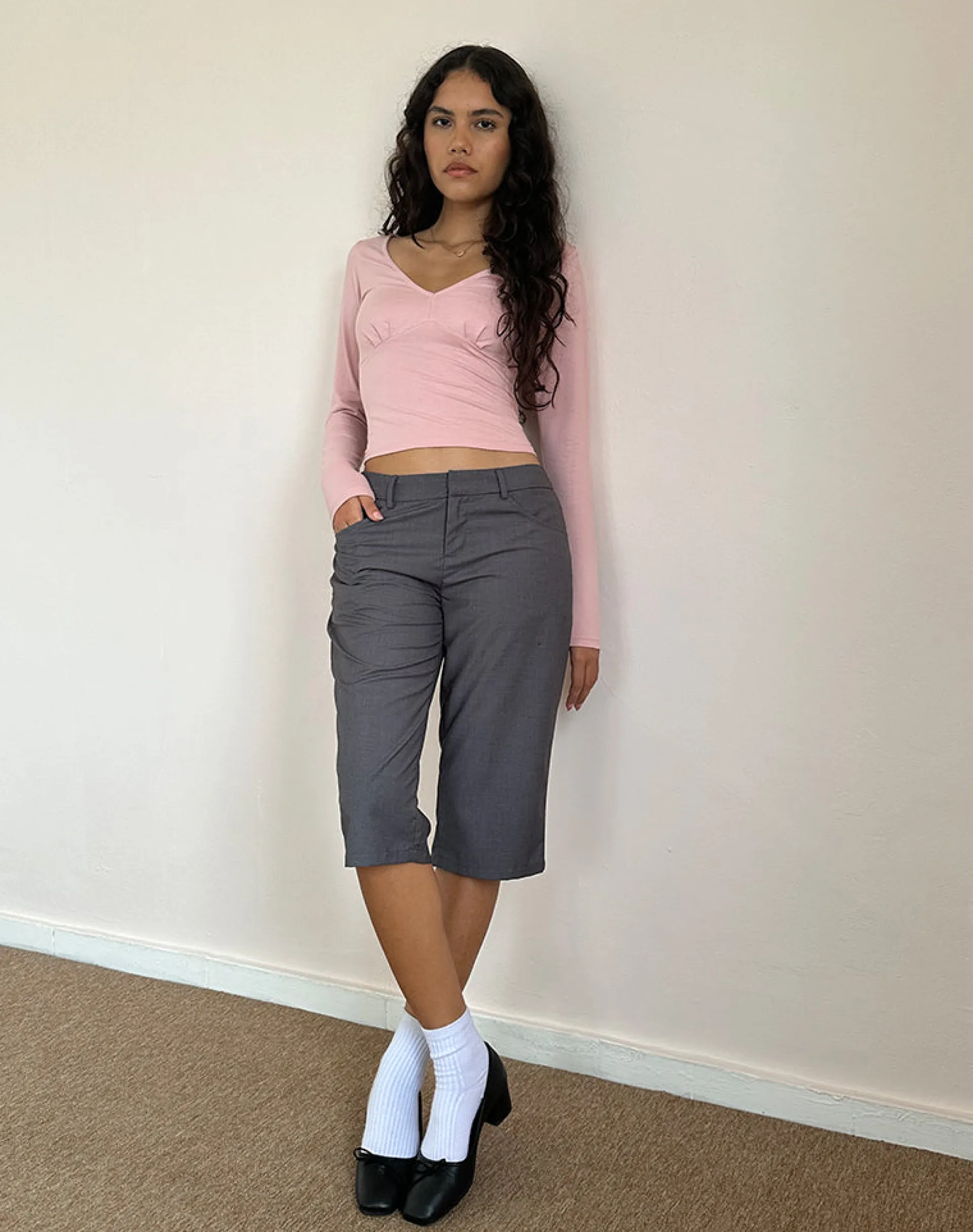 Motel Rocks Basic Tops | Long Sleeve Tops-Sisil Long Sleeve Top In Pink Lady pinklady