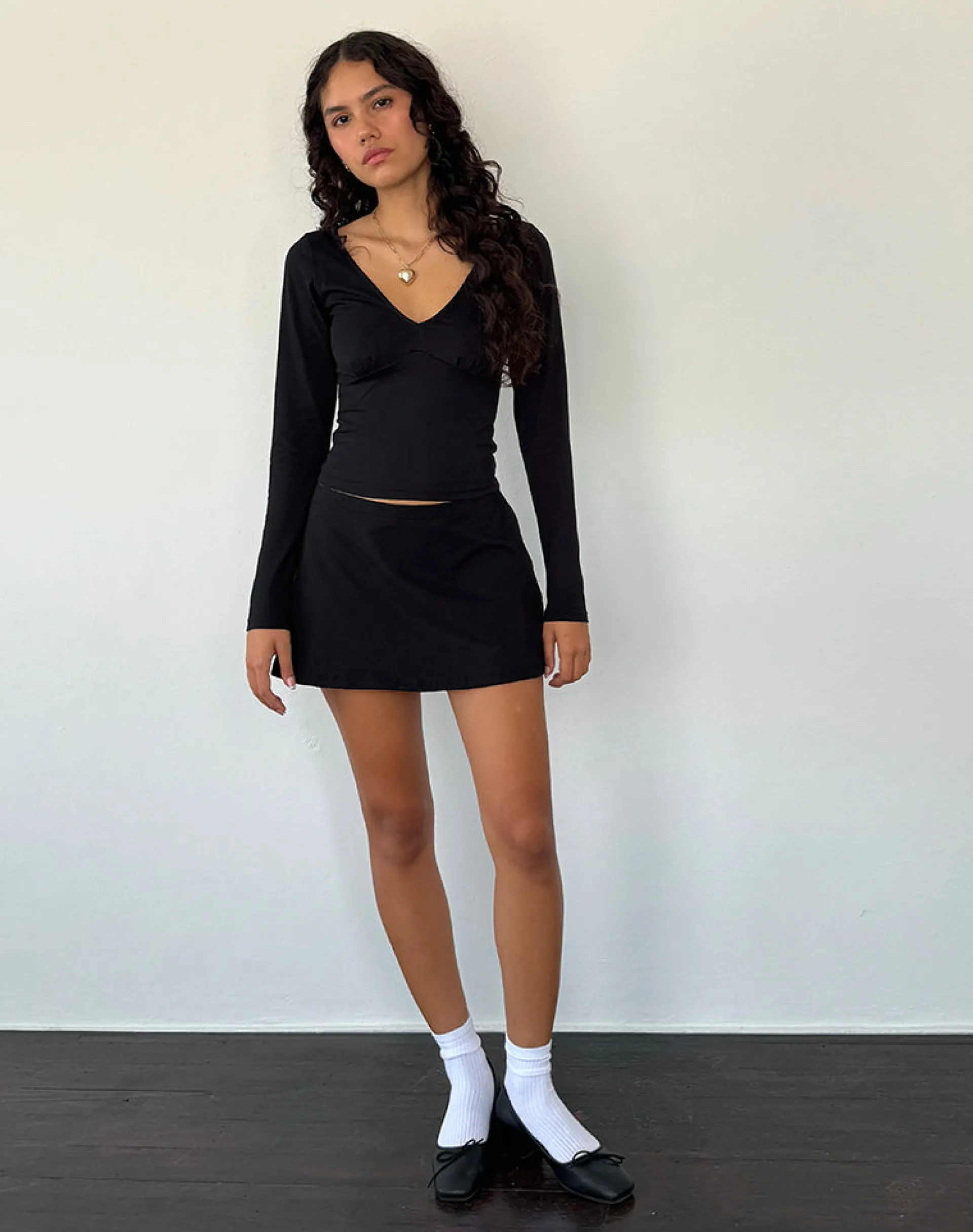 Motel Rocks Basics | Basic Tops-Sisil Long Sleeve Top in Black