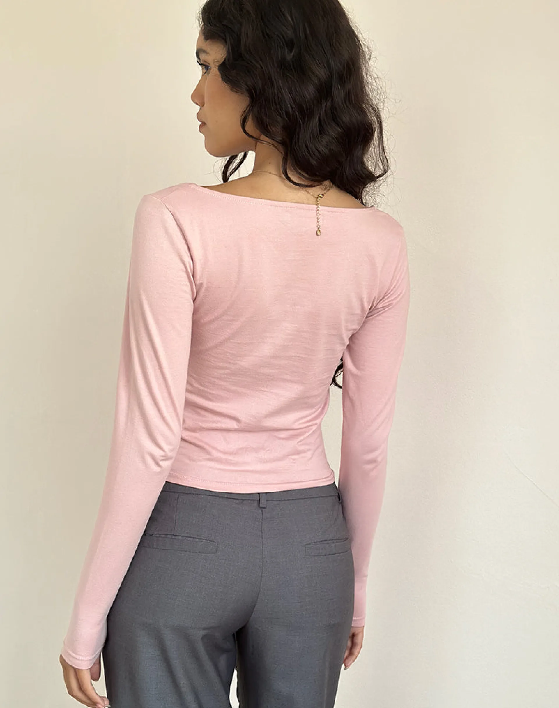 Motel Rocks Basic Tops | Long Sleeve Tops-Sisil Long Sleeve Top In Pink Lady pinklady