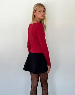 Motel Rocks Long Sleeve Tops-Sisil Long Sleeve Top in Adrenaline Red AdrenalineRed