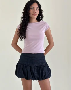 Motel Rocks Mini Skirts-Sisila Puffball Mini Skirt in Chambray Indigo