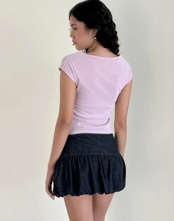 Motel Rocks Mini Skirts-Sisila Puffball Mini Skirt in Chambray Indigo