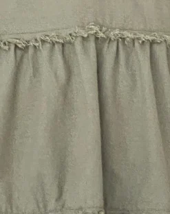 Motel Rocks Day Dresses-Siskae Tiered Halter Mini Dress in Slate Green Linen