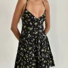 Motel Rocks Printed Dresses | Day Dresses-Siskana Mini Dress in Lemon and Lime Black LemonandLimeBlack