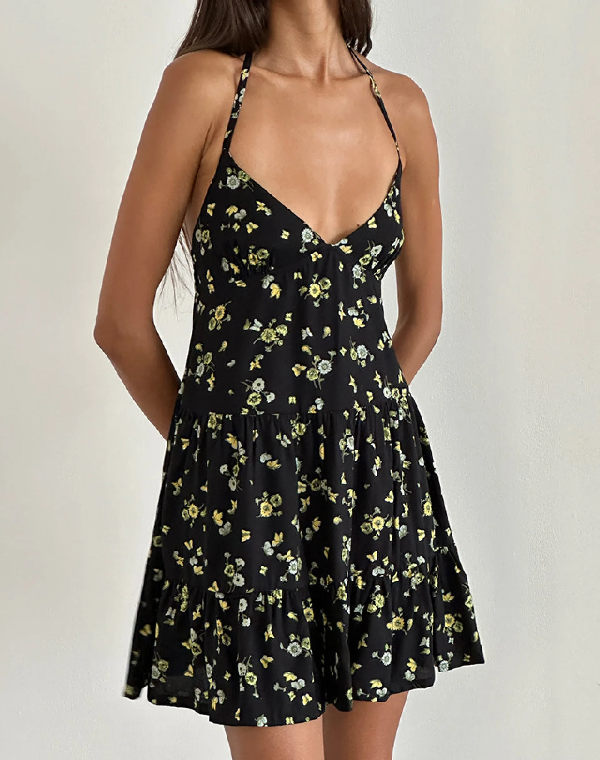 Motel Rocks Printed Dresses | Day Dresses-Siskana Mini Dress in Lemon and Lime Black LemonandLimeBlack
