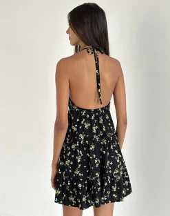 Motel Rocks Printed Dresses | Day Dresses-Siskana Mini Dress in Lemon and Lime Black LemonandLimeBlack
