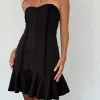 Motel Rocks Tailoring | Bandeau Dresses-Snana Mini Dress in Tailoring Black