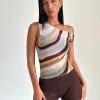 Motel Rocks Printed Tops | Strappy Tops-Sohan Asymetrical Top in Mesh Wiggle Sunset MeshWiggleSunset