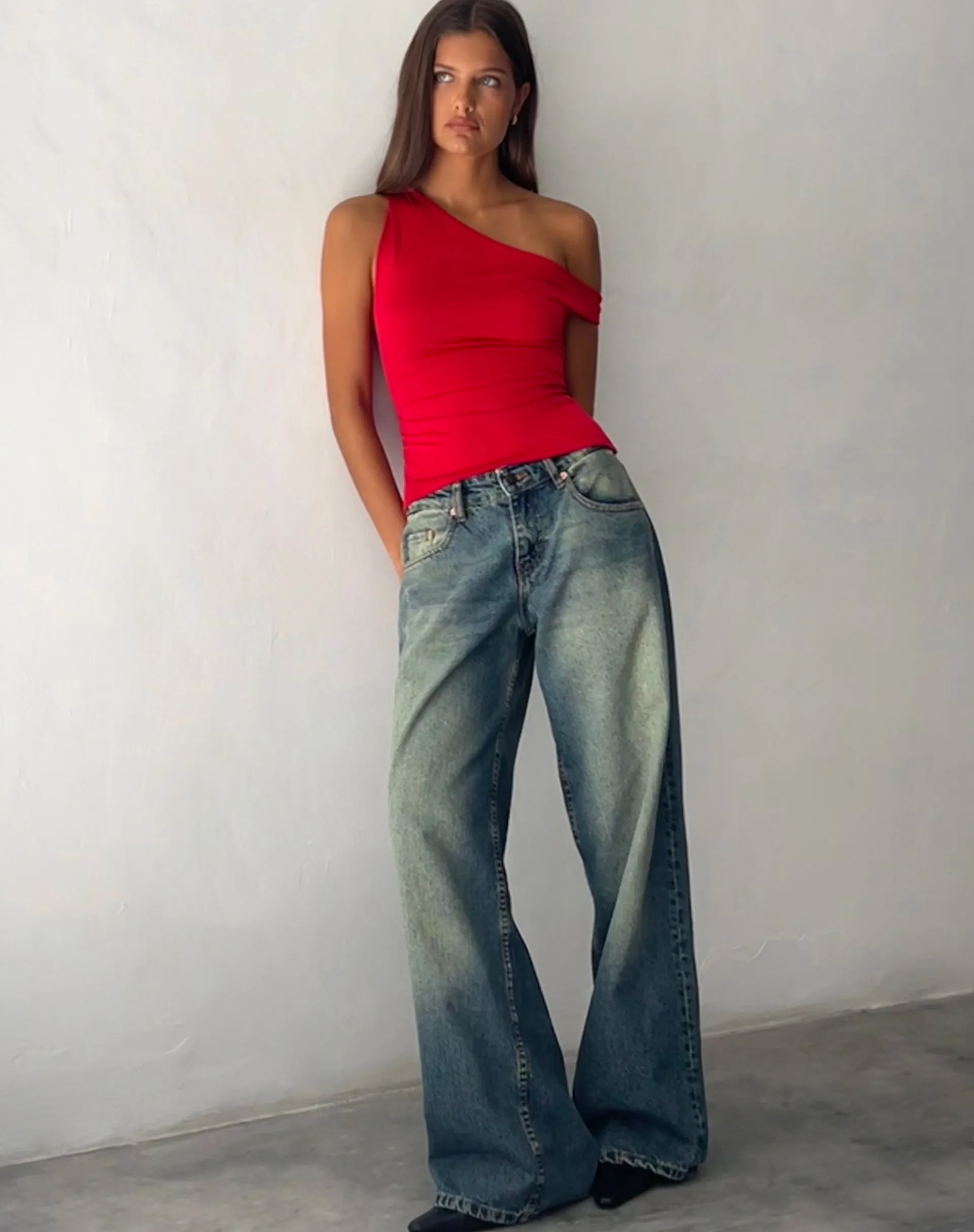 Motel Rocks Basic Tops | Vest Tops-Sohan Twist Sleeve Top in Red