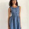 Motel Rocks Day Dresses | Mini Dresses-Sokasi Mini Dress in Navy Tartan