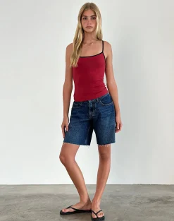 Motel Rocks Basic Tops | Strappy Tops-Solani Top in Adrenaline Red with Black Binding AdrenalineRedwithBlackBinding