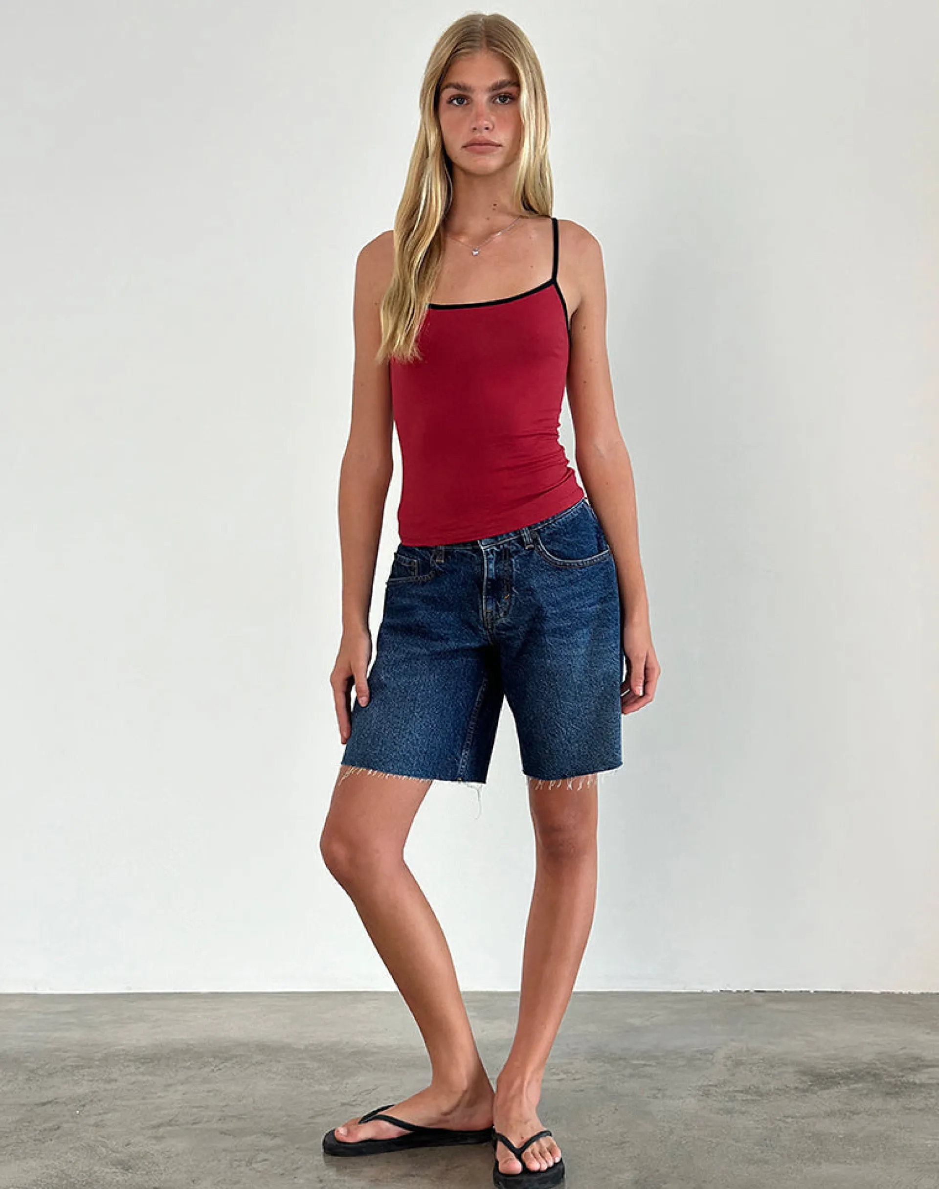 Motel Rocks Basic Tops | Strappy Tops-Solani Top in Adrenaline Red with Black Binding AdrenalineRedwithBlackBinding