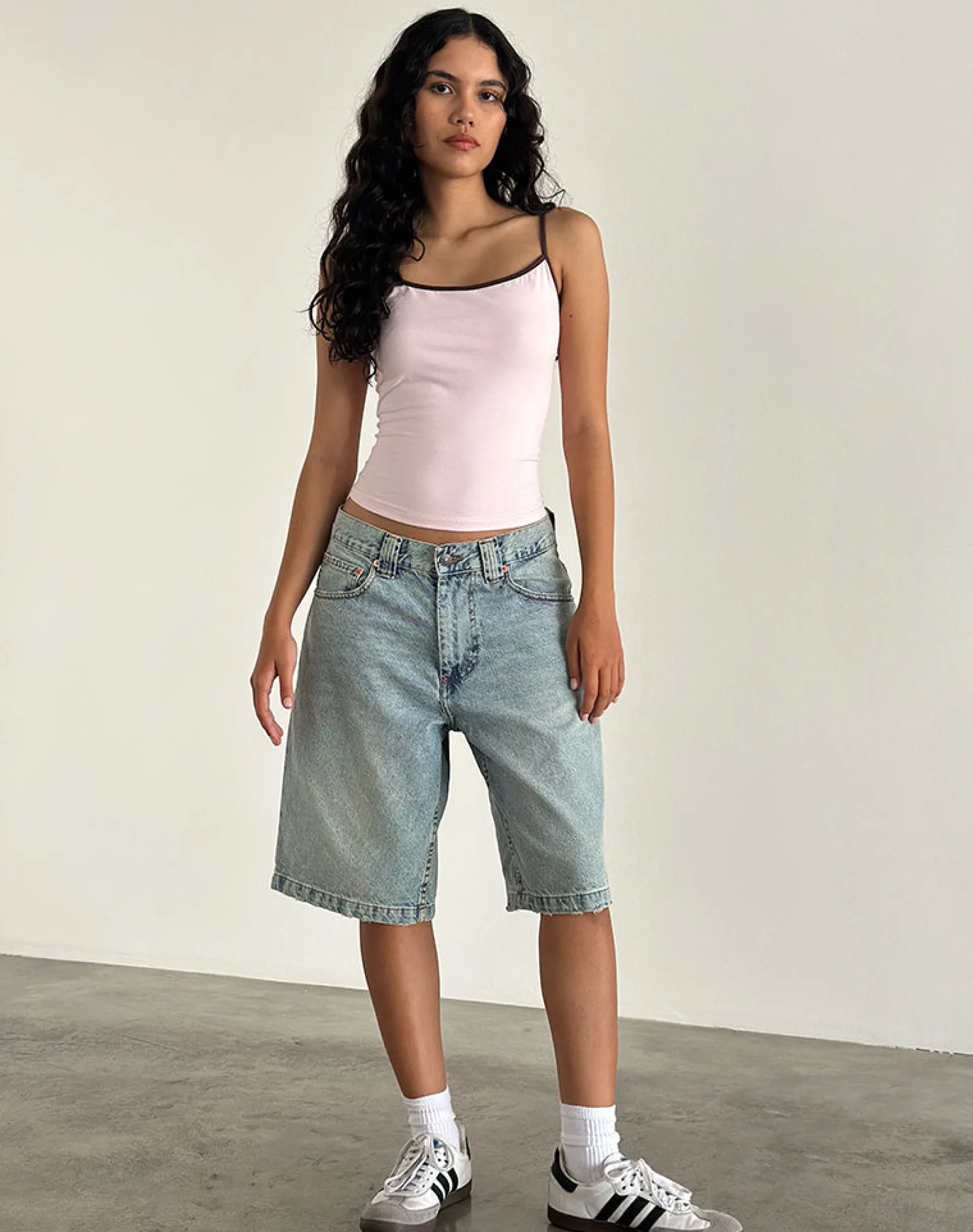 Motel Rocks Vest Tops | Basic Tops-Solani Top in Light Pink with Deep Mahogany Binding LightPinkwithDeepMahoganyBinding