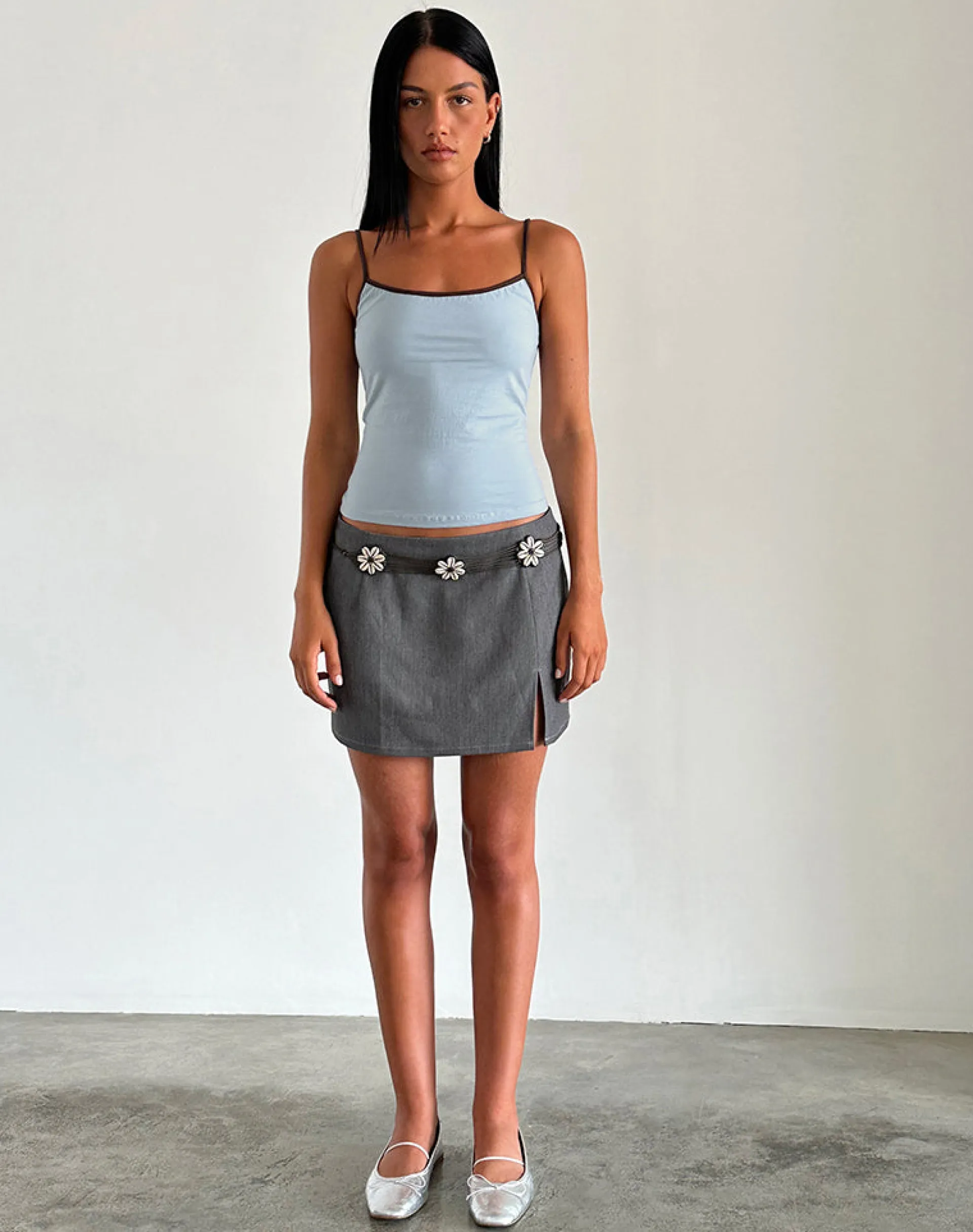 Motel Rocks Basic Tops | Strappy Tops-Solani Top in Nantucket Blue with Deep Mahogony Binding NantucketBluewithDeepMahogonyBinding