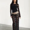 Motel Rocks Little Black Dresses | Party Dresses-Sophie Unlined Maxi Dress in Black Jasmine Lace
