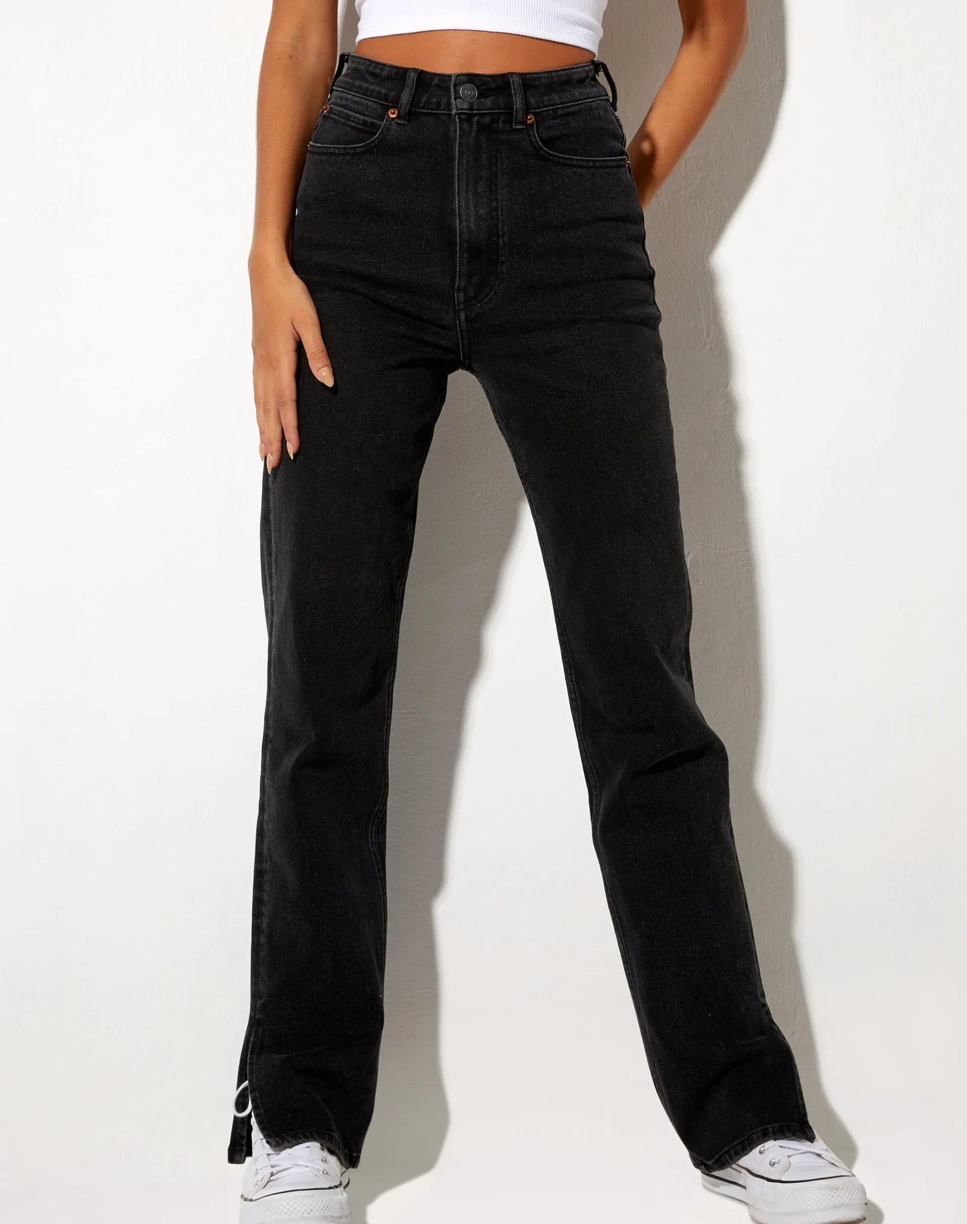 Motel Rocks Straight Leg Jeans-Straight Leg Jeans in Black Wash BlackWash