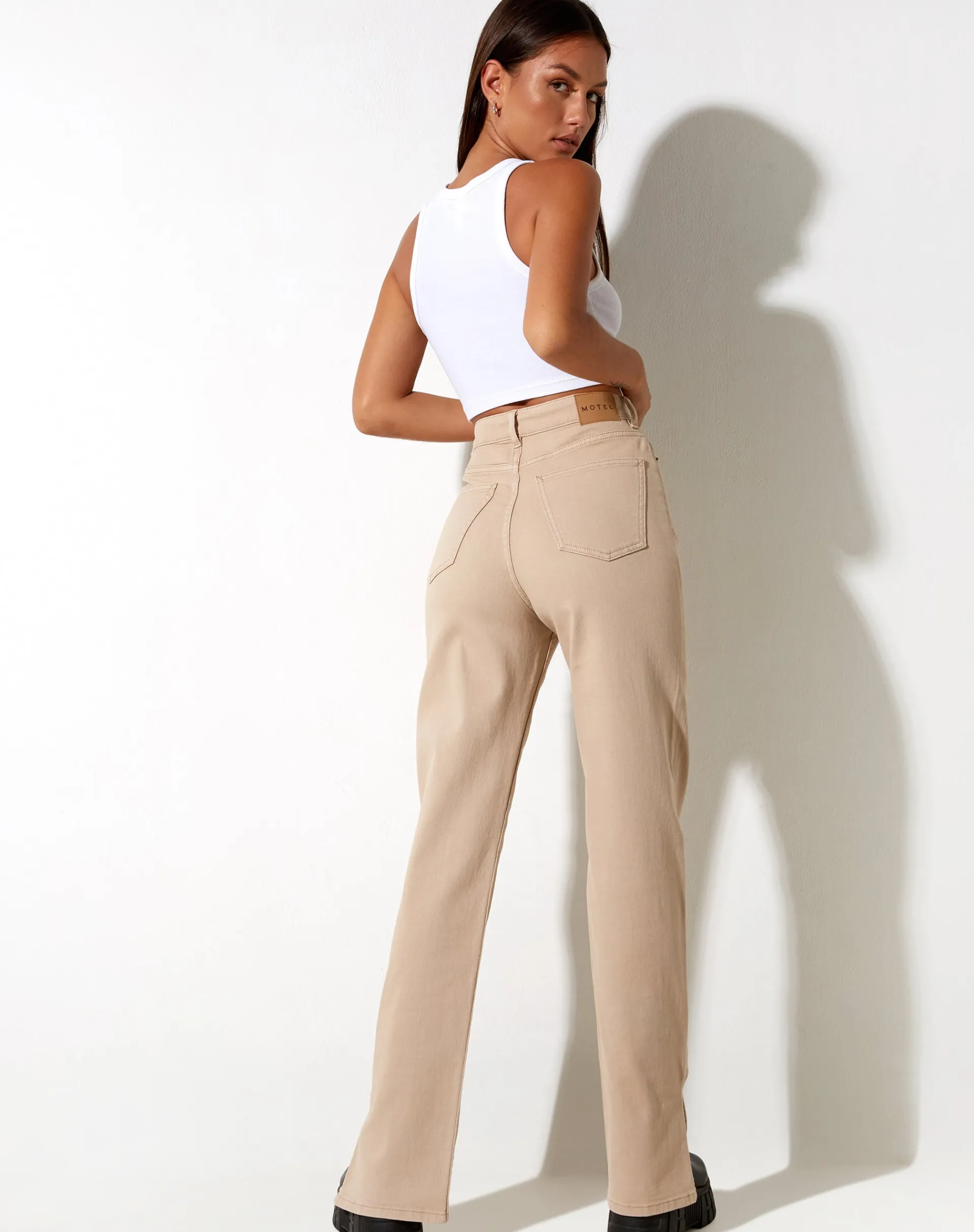 Motel Rocks Straight Leg Jeans-Straight Leg Jeans in Winter Sandwash KnitArgyleTan