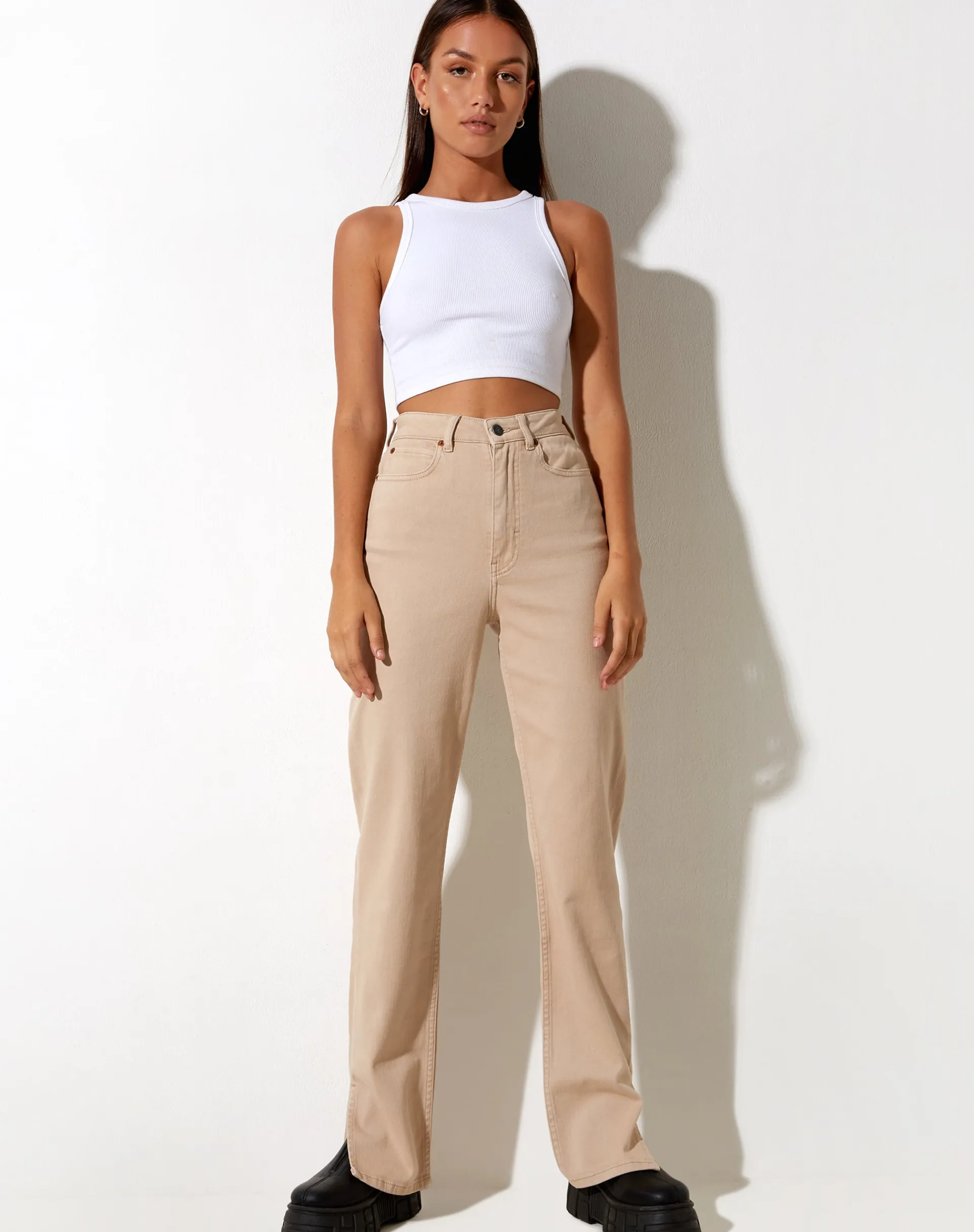 Motel Rocks Straight Leg Jeans-Straight Leg Jeans in Winter Sandwash KnitArgyleTan