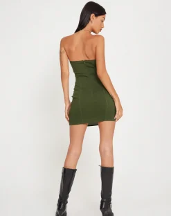 Motel Rocks Bodycon Dresses | Party Dresses-Sumner Bodycon Mini Dress in Tailoring Chive
