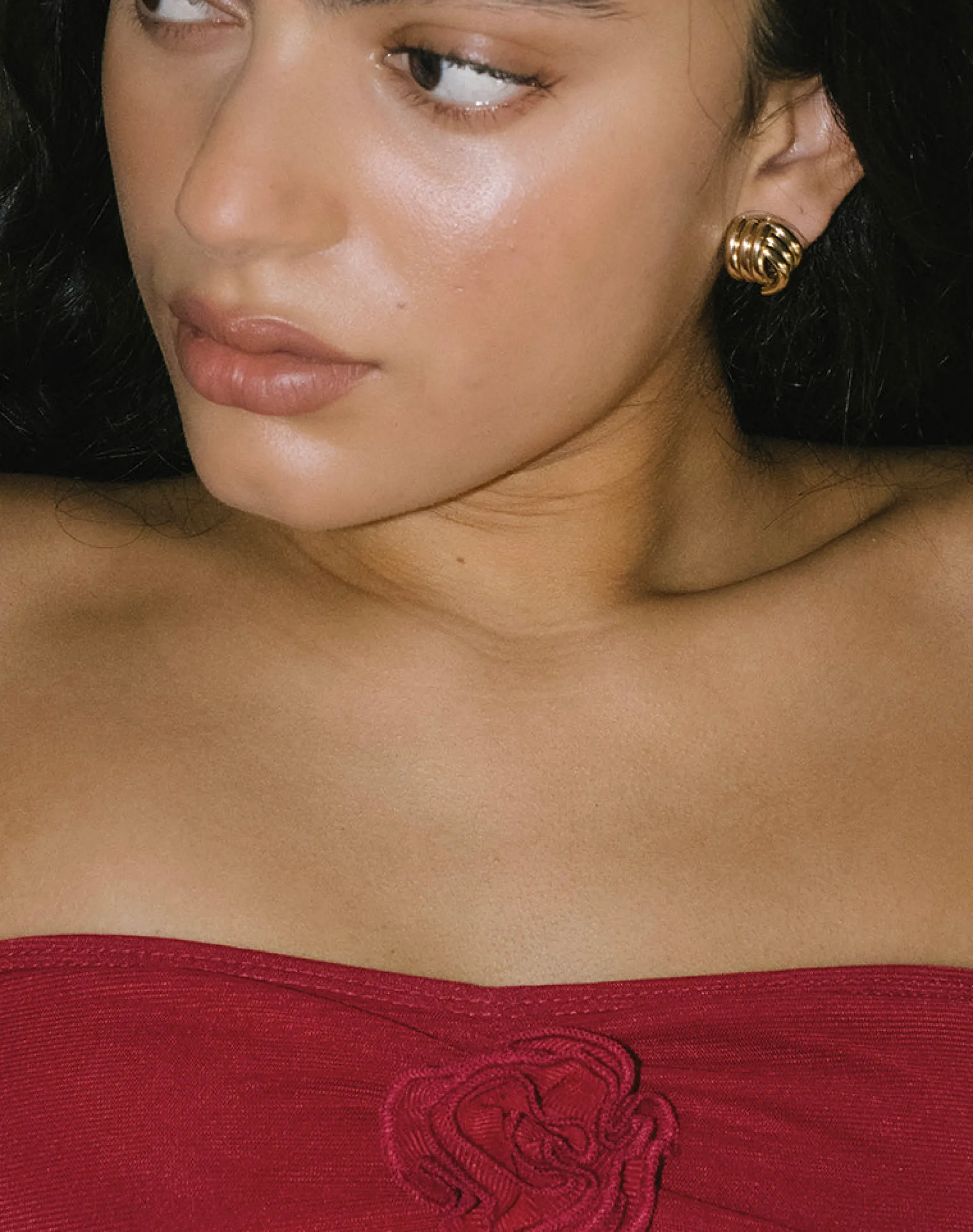 Motel Rocks Bandeau Tops | Going Out Tops-Sunniva Bandeau Top in Cherry Mesh