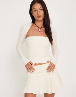 Motel Rocks Basic Tops | Long Sleeve Tops-Suri Rib Shrug Top in ivory