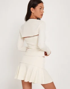 Motel Rocks Basic Tops | Long Sleeve Tops-Suri Rib Shrug Top in ivory