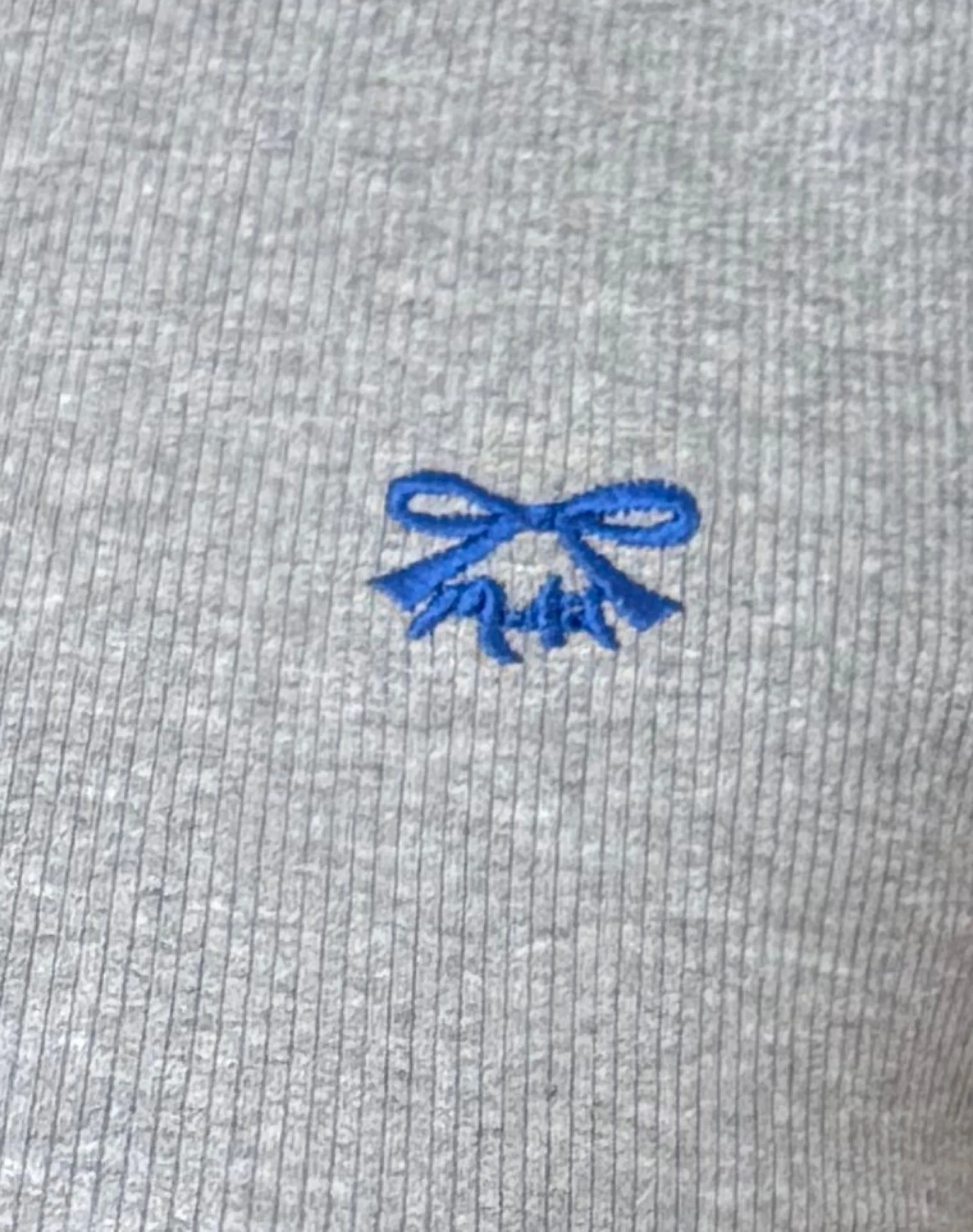 Motel Rocks Basic Tops | Tees-Suti Tee in Grey Marl with Cobalt Blue Bow Embroidery GreyMarlwithCobaltBlueBowEmbroidery