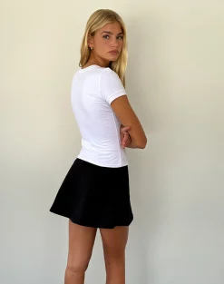 Motel Rocks Basics | Basic Tops-Sutin Baby Tee in White Cherry Print WhiteCherryPrint