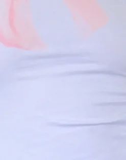 Motel Rocks Printed Tops | Tees-Sutin Baby Tee in White with Pink Bow Print WhitewithPinkBowPrint