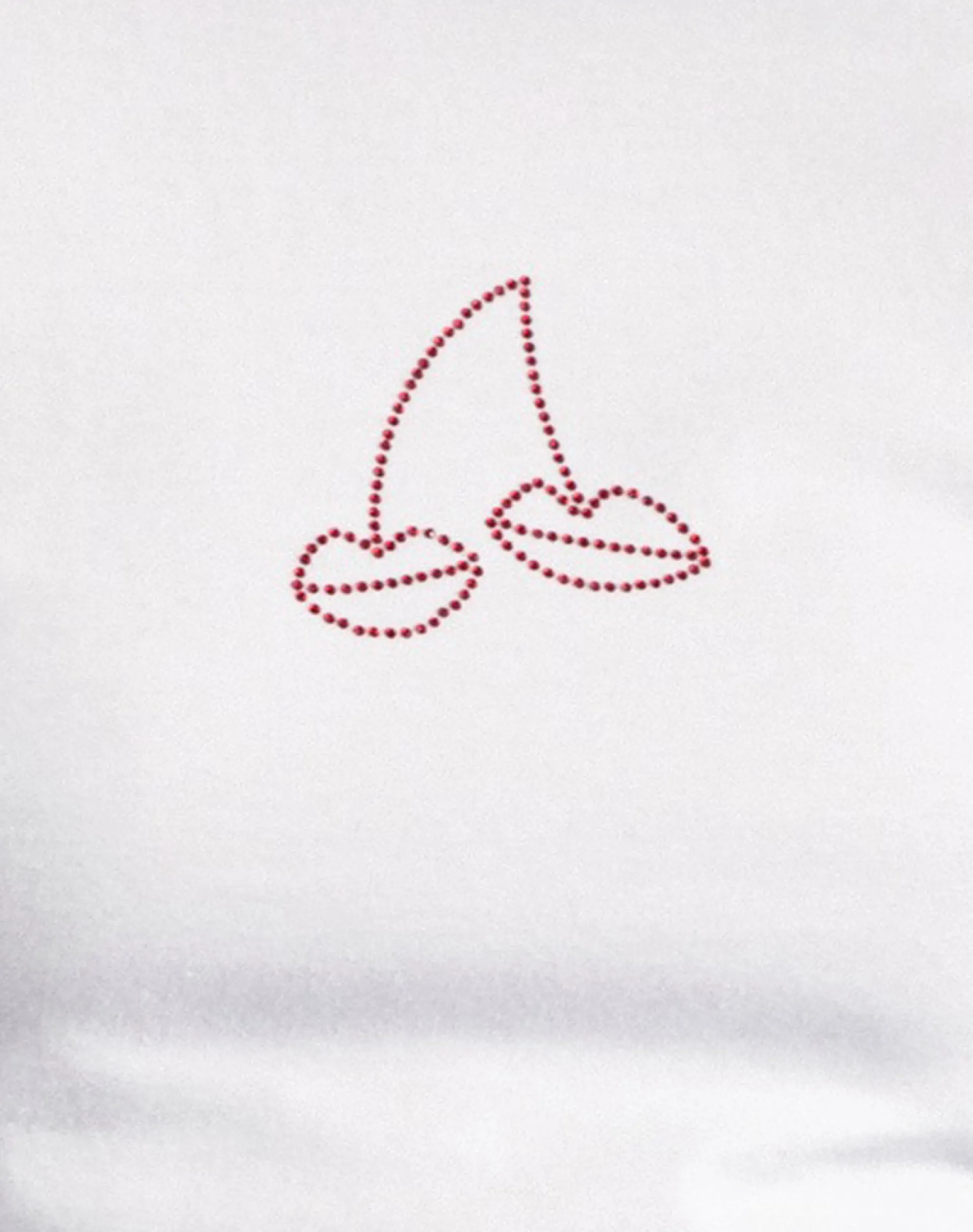 Motel Rocks Basic Tops | Printed Tops-Sutin Baby Tee in White with Red Cherry Lips Hotfix WhitewithRedCherryLipsHotfix