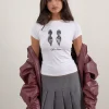 Motel Rocks Printed Tops | Tees-Sutin Tee in White with Office Siren Print WhitewithOfficeSirenPrint